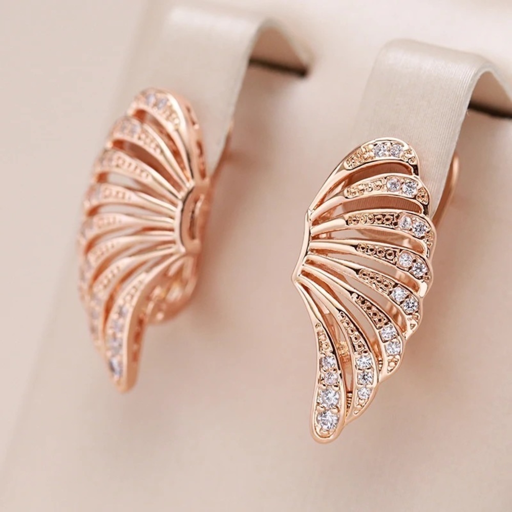 Rose Gold Plated Wing Dangle Earrings